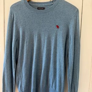 Abercrombie & Fitch Cashmere blend Blue Heather Moose Logo Pullover Mens Small